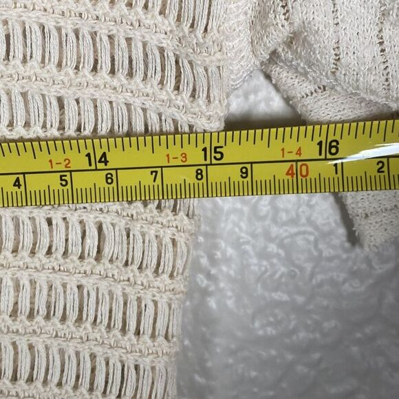 Free People Sz L Babes Only Short-Sleeve T-Shirt Crochet Ivory Knit Flutter - Picture 7 of 9